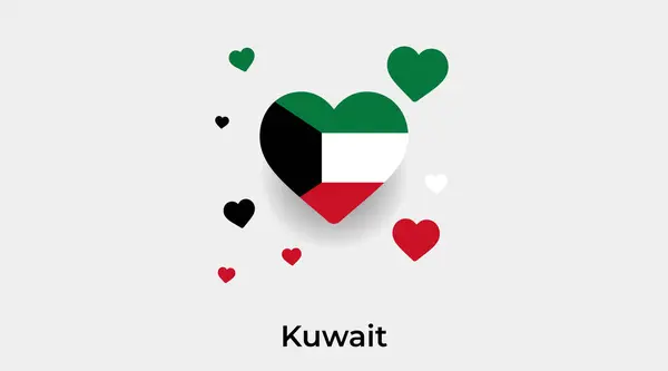Kuwejt Flaga Serce Kształt Dodatkowymi Sercami Ikona Wektor Ilustracja — Wektor stockowy