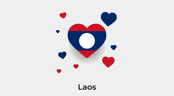 Laos Drapeau Forme Coeur Avec Des Cœurs Supplémentaires Icône Vectorielle — Image vectorielle