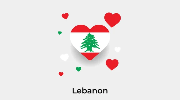 Líbano Bandeira Forma Coração Com Corações Adicionais Ícone Vetor Ilustração —  Vetores de Stock