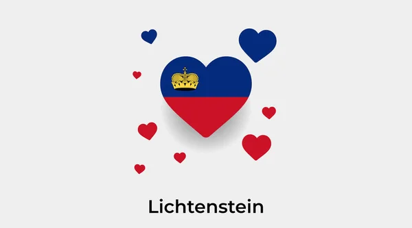 Прапор Ліхтенштейну Форма Серця Додатковими Значками Серця Векторні Ілюстрації — стоковий вектор