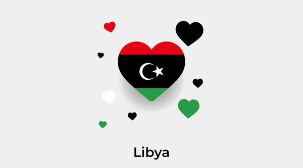Libyen Flagge Herzform Mit Zusätzlichen Herzen Symbol Vektor Illustration — Stockvektor