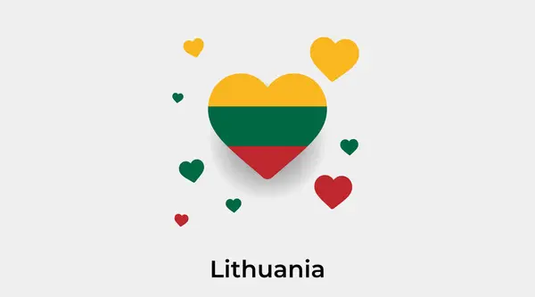 Drapeau Lituanie Forme Coeur Avec Des Cœurs Supplémentaires Illustration Vectorielle — Image vectorielle