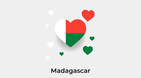 Madagaskar Flagge Herzform Mit Zusätzlichen Herzen Symbol Vektor Illustration — Stockvektor