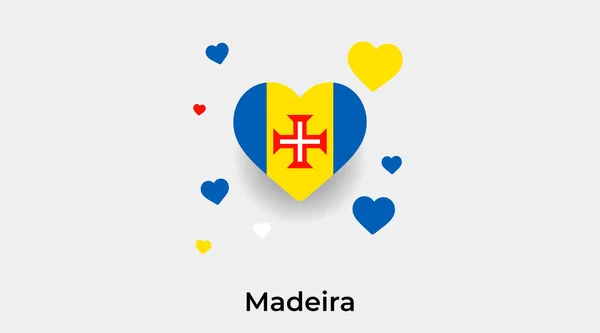 马德拉旗心形 附加心脏图标矢量插图 — 图库矢量图片