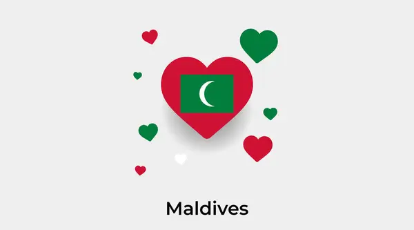 Malediven Flagge Herzform Mit Zusätzlichen Herzen Symbol Vektor Illustration — Stockvektor