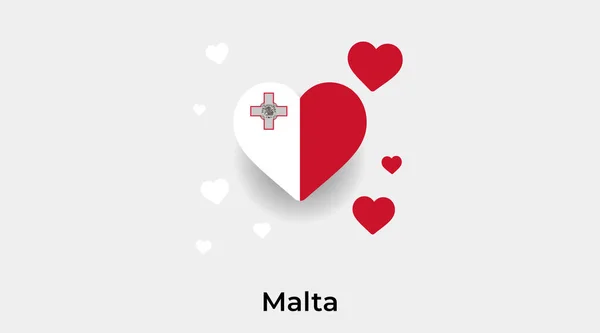 Мальта Прапор Форма Серця Додатковими Значками Серця Векторні Ілюстрації — стоковий вектор