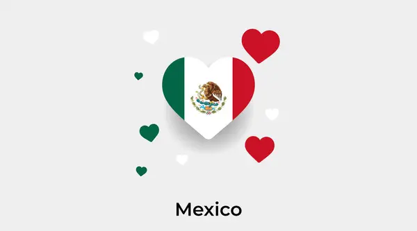 メキシコのフラッグハート形 ハートアイコンベクターイラスト — ストックベクタ