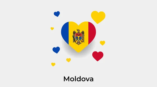 Moldavië Vlag Hart Vorm Met Extra Harten Pictogram Vector Illustratie — Stockvector