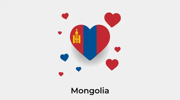 Mongolia Flaga Serce Kształt Dodatkowymi Sercami Ikona Wektor Ilustracja — Wektor stockowy