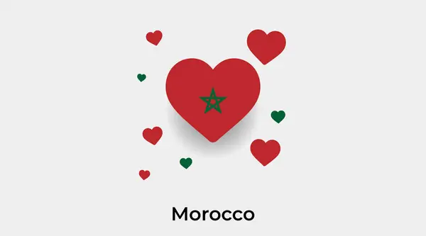 Marokko Flagge Herzform Mit Zusätzlichen Herzen Symbol Vektor Illustration — Stockvektor