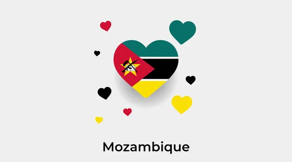 Μοζαμβίκη Σχήμα Καρδιάς Σημαία Επιπλέον Καρδιές Εικονίδιο Διάνυσμα Εικονογράφηση — Διανυσματικό Αρχείο