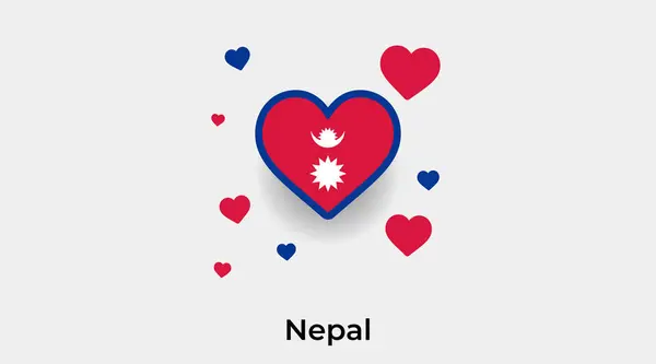 Форма Сердца Флага Непала Дополнительными Иконками Сердца — стоковый вектор