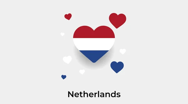 Nederland Vlag Hart Vorm Met Extra Harten Pictogram Vector Illustratie — Stockvector