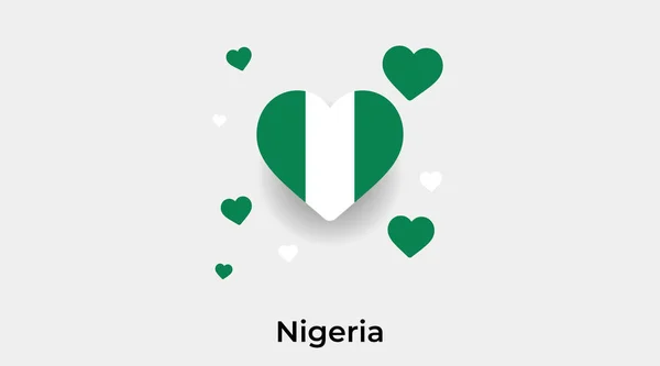 Nigeria Vlag Hart Vorm Met Extra Harten Pictogram Vector Illustratie — Stockvector