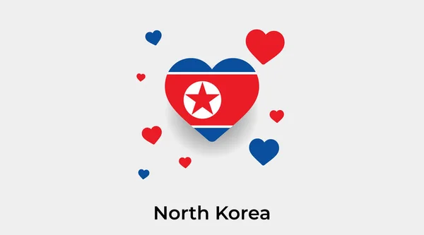 North Korea Flag Heart Shape Additional Hearts Icon Vector Illustration — Stock Vector