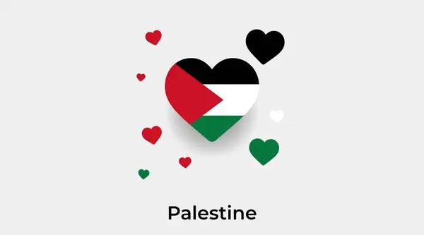 Palestina Bandiera Forma Cuore Con Ulteriori Cuori Icona Vettoriale Illustrazione — Vettoriale Stock