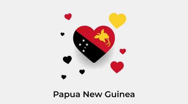 Форма Сердца Флага Папуа Новой Гвинеи Дополнительными Иконками Сердца — стоковый вектор