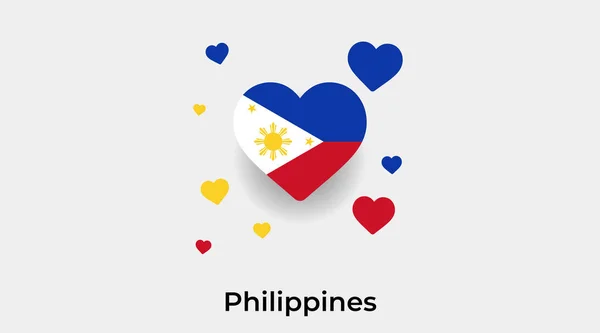 Filippinerna Flagga Hjärta Form Med Ytterligare Hjärtan Ikon Vektor Illustration — Stock vektor