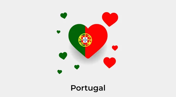 Португалія Прапор Форма Серця Додатковими Значками Серця Векторні Ілюстрації — стоковий вектор
