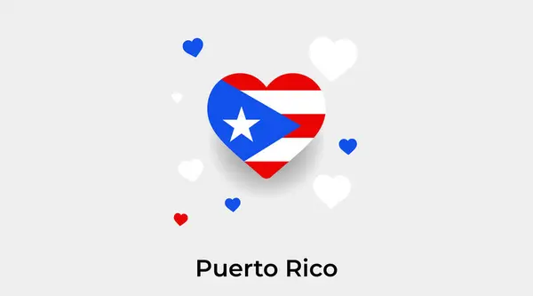 Puerto Rico Flagga Hjärta Form Med Ytterligare Hjärtan Ikon Vektor — Stock vektor