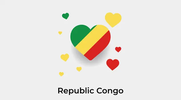 República Congo Bandeira Coração Forma Com Corações Adicionais Ícone Vetor —  Vetores de Stock