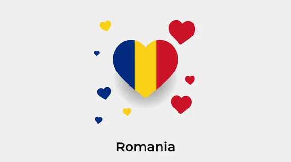 Romênia Bandeira Coração Forma Com Corações Adicionais Ícone Vetor Ilustração —  Vetores de Stock