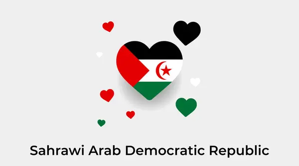 Sahrawi Arab Democratic Republic Bandiera Forma Cuore Con Ulteriori Cuori — Vettoriale Stock