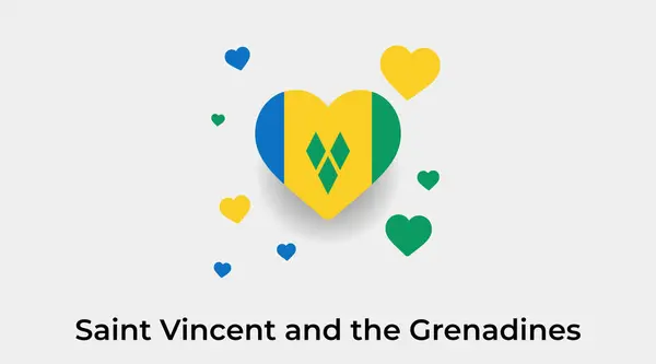 Saint Vincent Grenadine Bandiera Forma Cuore Con Ulteriori Cuori Icona — Vettoriale Stock