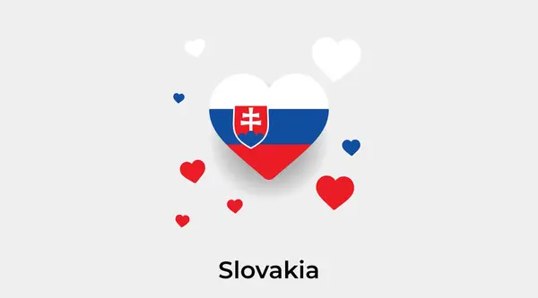 Eslováquia Bandeira Forma Coração Com Corações Adicionais Ícone Vetor Ilustração — Vetor de Stock
