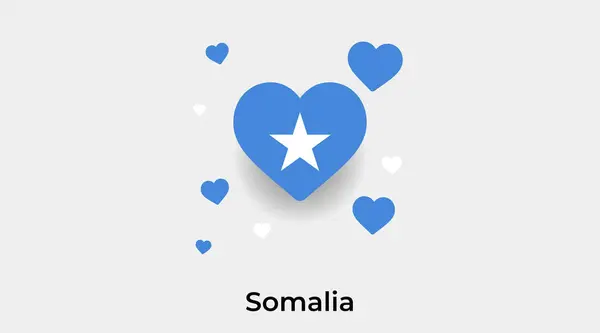 Somali bayrak kalp şekli ek kalp ikonu vektör illüstrasyonu