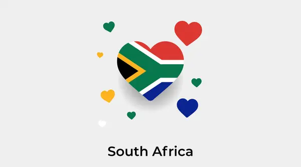 Südafrika Flagge Herzform Mit Zusätzlichen Herzen Symbol Vektor Illustration — Stockvektor