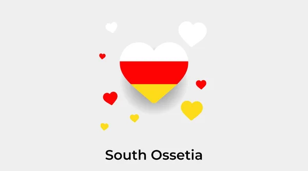 Ossétia Sul Bandeira Forma Coração Com Corações Adicionais Ícone Vetor — Vetor de Stock