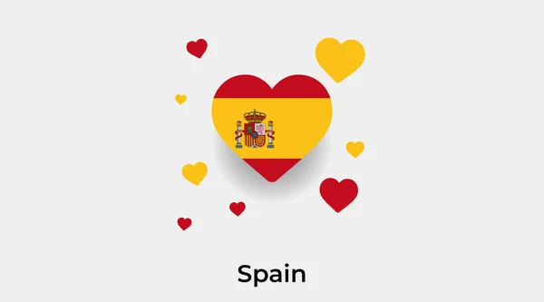Флаг Испании Форма Сердца Дополнительными Иконками Сердца Вектор Иллюстрации — стоковый вектор