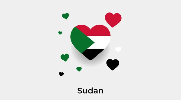 Sudan Bandiera Forma Cuore Con Ulteriori Cuori Icona Vettoriale Illustrazione — Vettoriale Stock