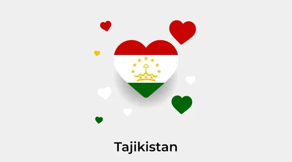 Tadżykistan Flaga Serce Kształt Dodatkowymi Sercami Ikona Wektor Ilustracja — Wektor stockowy