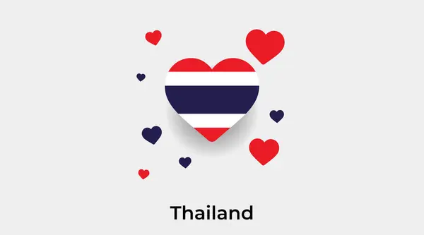 泰国国旗心脏形状与附加心脏图标矢量说明 — 图库矢量图片