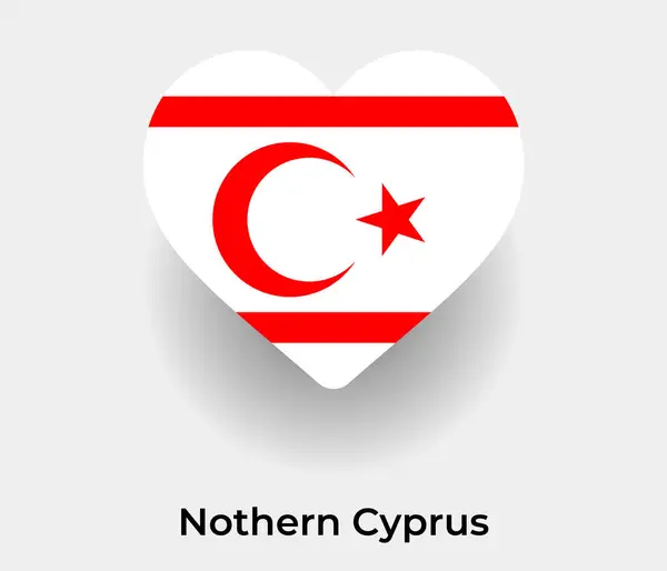Nothern Cyprus Flag Heart Shape Country Icon Vector Illustration — Stock Vector