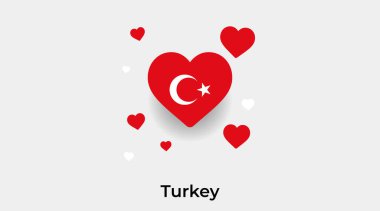 Türkiye kalp şeklinde bayrak ve ek kalp ikonu vektör illüstrasyonu