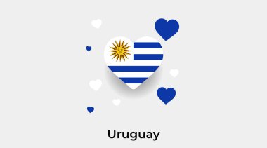 Uruguay bayrak kalp şekli ve ek kalp ikonu vektör illüstrasyonu