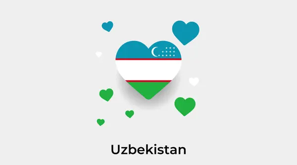 带有附加心脏图标矢量插图的乌兹别克斯坦国旗心脏形状 — 图库矢量图片