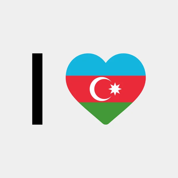 Ich Liebe Aserbaidschan Länderflagge Vektor Symbol Illustration — Stockvektor