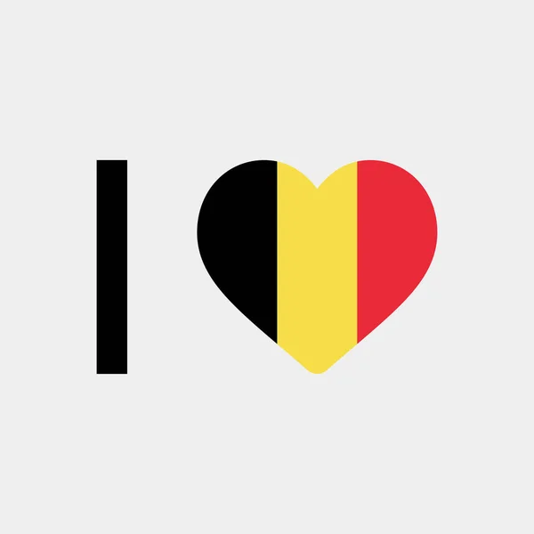 Amo Belgio Paese Bandiera Vettoriale Icona Illustrazione — Vettoriale Stock