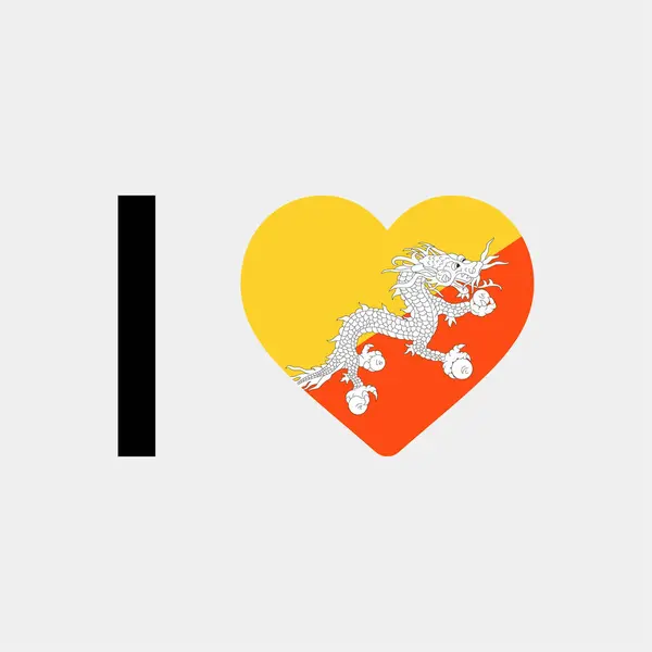 Ich Liebe Bhutan Land Flagge Vektor Symbol Illustration — Stockvektor