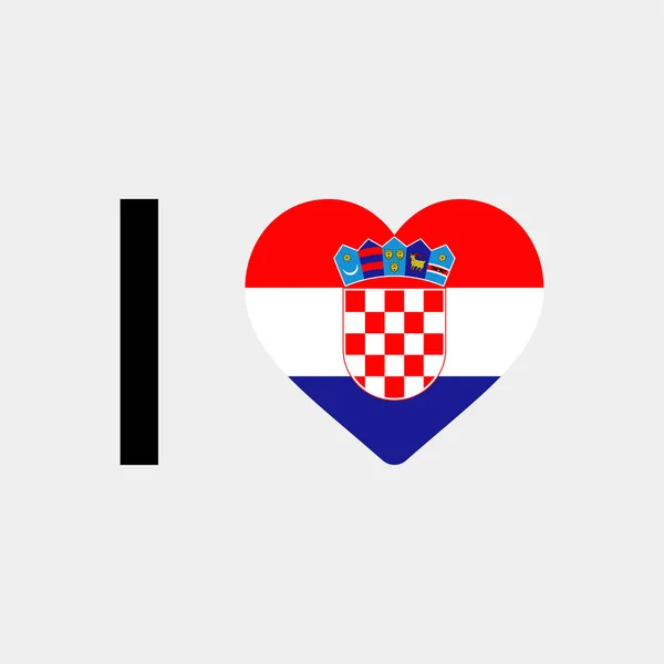 Hırvatistan Bayrak Vektör Illüstrasyonuna Bayılıyorum — Stok Vektör