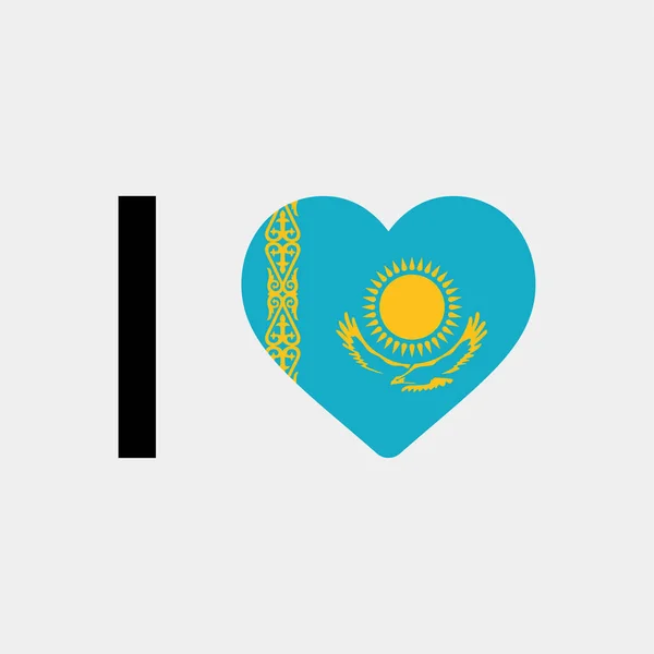 Ich Liebe Kasachstan Land Flagge Vektor Symbol Illustration — Stockvektor