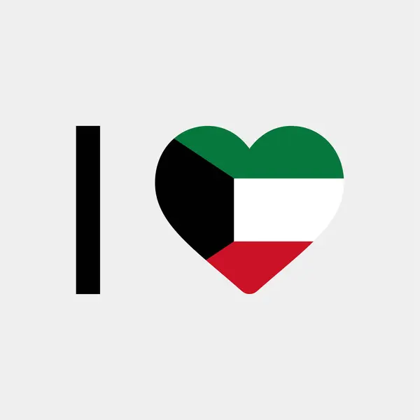 Ich Liebe Kuwait Land Flagge Vektor Symbol Illustration — Stockvektor