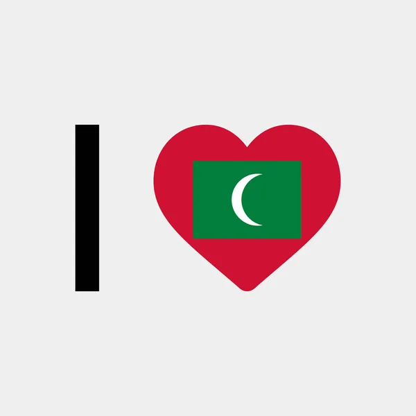 Ich Liebe Die Illustration Der Flaggen Der Malediven — Stockvektor