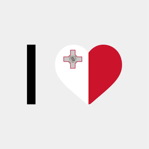 Ich Liebe Malta Land Flagge Vektor Symbol Illustration — Stockvektor