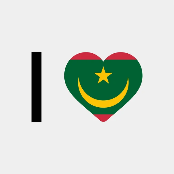 Ich Liebe Mauretanien Land Flagge Vektor Symbol Illustration — Stockvektor