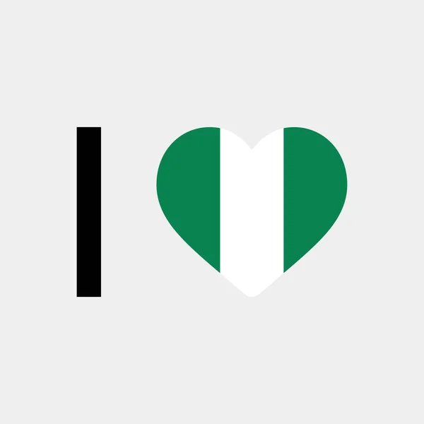 Ich Liebe Nigeria Land Flagge Vektor Symbol Illustration — Stockvektor
